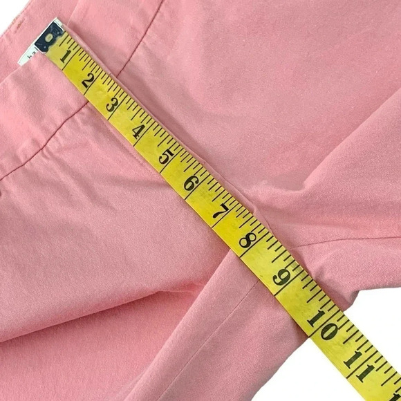 Halogen Cropped Straight Leg Trouser Pants Women Size 8 Pink Peach Fold Cuff Hem - Picture 9 of 13